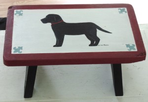 Black Labrador Painted Step Stool