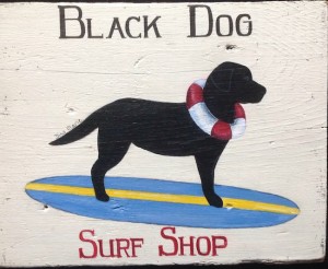 Black Dog Surf Shop labrador sign