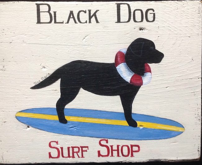 Black Dog Surf Shop labrador sign