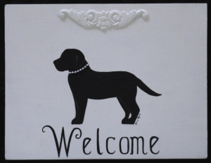 Black Lab Welcome Shabby Chic Cottage Sign